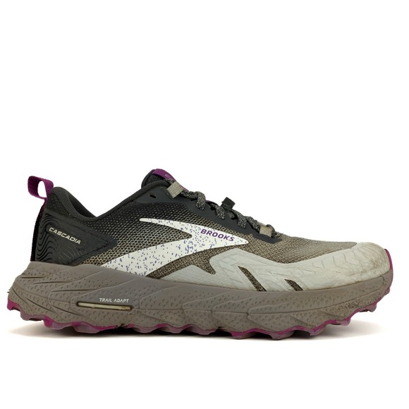 Brooks Shoes - Brooks Cascadia 17 Trail Shoe - Women Size 7.5 'Oyster/Blackened Pearl/Purple'